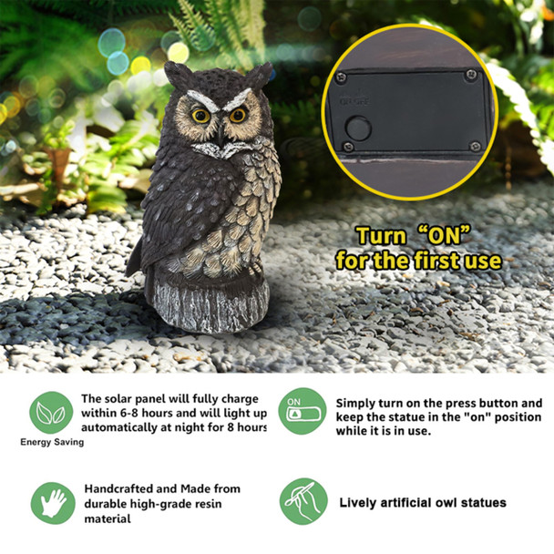 Vv-Ladybug Solar Owl Garden Statues Outdoor Decor Resin With Solar Lights Sculpture For Porch Patio Lawn Yard Decorations Christmas Housewarming S For Women Mom