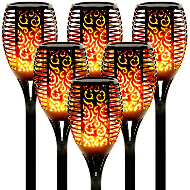 Walensee Solar Tiki Torches With Flickering Flame96 Led Solar Torch Lights Outdoor Waterproof43" Tall Super Larger Size Tiki Torches For Outside Garden Patio Yard 6Pack