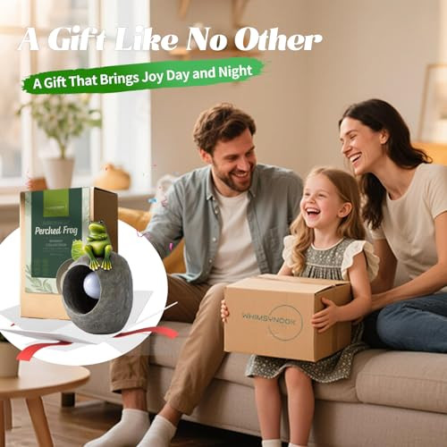 Whimsynook 9.1" Resin Perched Frog Solar Led Garden Statue Light Ideal For Porch Lawn Yard Housewarming Or Birthday S For Mom Family And Froggy Lovers