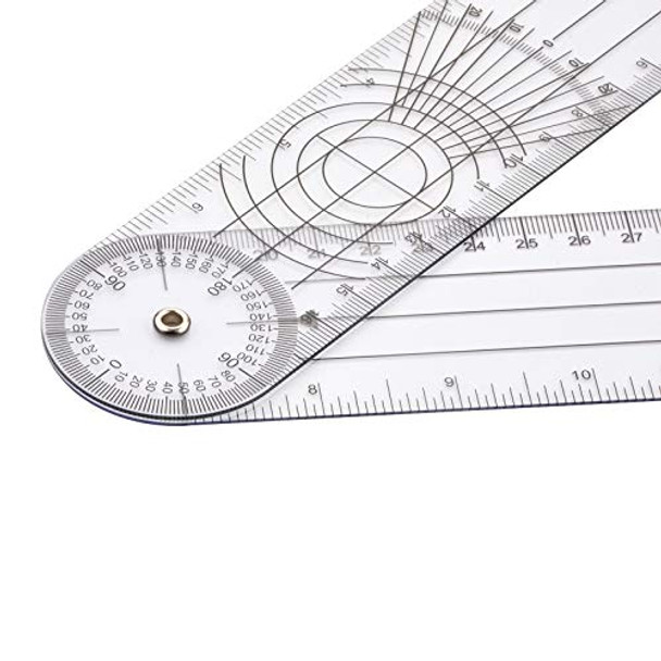 Win Tape Win Tape Clear Plastic Goniometer Can Rotate 360 Degree 7'' Arms Quick Angle Protractor Measuring Tool