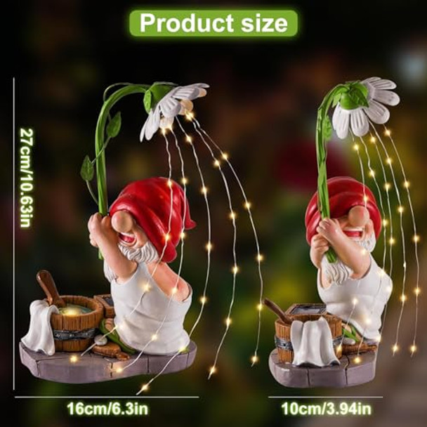 Wints Garden Gnomes Outdoor Statue With Solar Lightsbathing Funny Gnome Solar Garden Decorations For Lawn Balconyyardpatio Gnome S For Mom