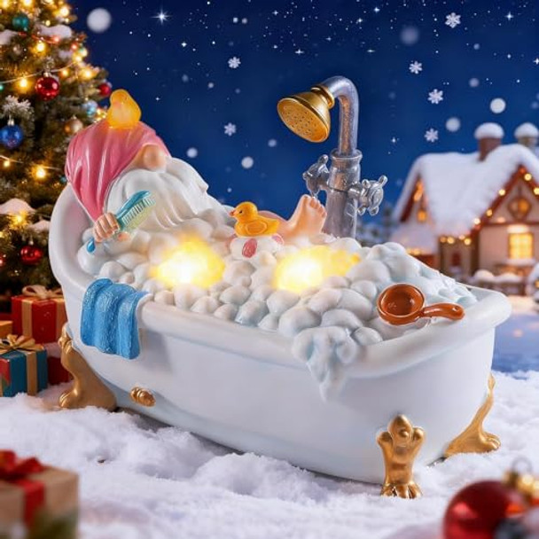 Wints Solar Garden Gnome Resin Bathing Gnome Outdoor Decorations With Cute Solar Lights For Lawnyardgardenfunny Gnome S For Womenbirthday