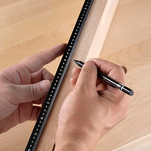 Woodraphic 12 Inch Edge Rule – Cnc Aluminum Precision Layout And Marking Tool For Woodworking Joinery Cabinetmaking And Edge Referencing On Straight Cuts
