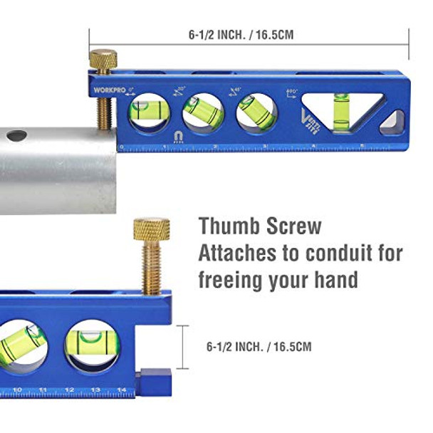 Workpro Torpedo Level Magnetic Verti. Site 4 Vial For Conduit Bending Aluminum Alloy Construction 6-1/2 Inch