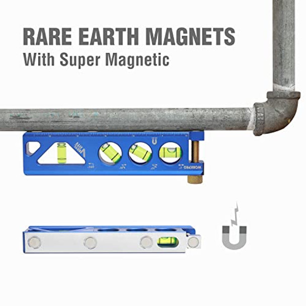 Workpro Torpedo Level & 10" Contour Gauge And 6-Sided Angle Measuring Tool Combo Kit