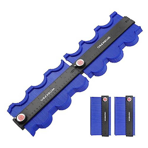 Workpro Connectable Contour Gauge (10+10 Inch) Profile Duplicator With Lock Precisely Copy Irregular Shape  For Father Husband Outline Marking Tool For Woodworking Floor Carpet Tile Laying