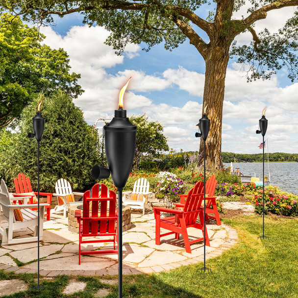 Xinwxss Home Garden Torch Set Of 6 Large Capacity 22Oz Outdoor Metal Torch Garden Décor 61 In D Citronella Torches With 5-Prong Grounded Stake Torches For Party Patio Pathway