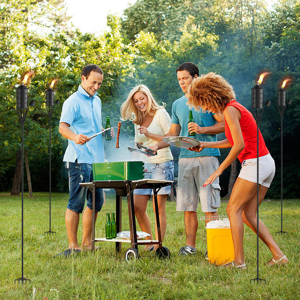 Xinwxss Home Garden Torch Set Of 6，Large Capacity 22Oz Outdoor Metal Torch Garden Décor，59.5 Inch D Citronella Torches With 5-Prong Grounded Stake，Metal Torch Light For Party Patio Pathway