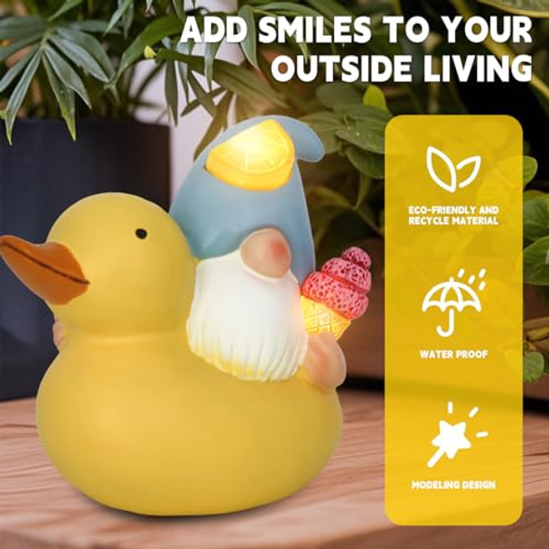Xmhbcsm Solar Gnome Garden Decor Statue Yellow Duckoutdoor Funny Solar Light Decoration For Outside Yard Patio Front Porch Balcony Home - Unique Housewarming S (Yellow Duck Gnome)