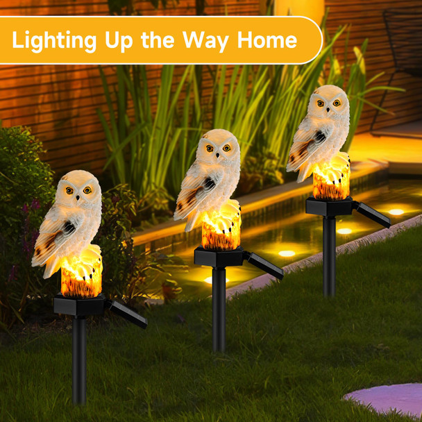 Xqiang Owl Solar Lights Outdoor Garden Resin Owl Led Light Decor Animal Statue Lamp Decorations For Fence Solar Powered Waterproof Cute Owls With Stake For Garden Outdoor Courtyard Lawn