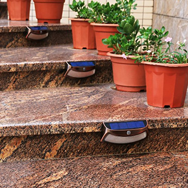 Xtf2015 Xtf2015 Solar Step Lights Outdoor Motion Sensor Lights Copper Outdoor Step Lights Waterproof Led Solar Light For Stair Patio Yard Fence Walkways Outside Wall (2 Pack Warm White)
