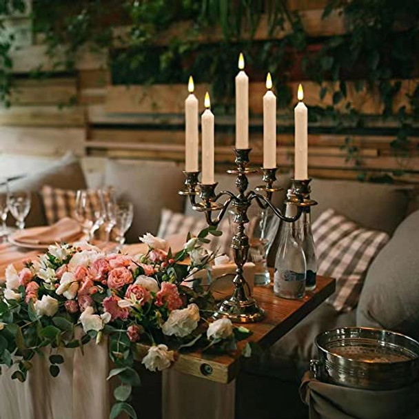 Xunhuimemory 12Pcs 6.5" Warm Yellow Flameless Led Taper Candles Battery Operated Hanging Taper Candles Flicking Battery Candlesicks For Party Church Christmas Decor