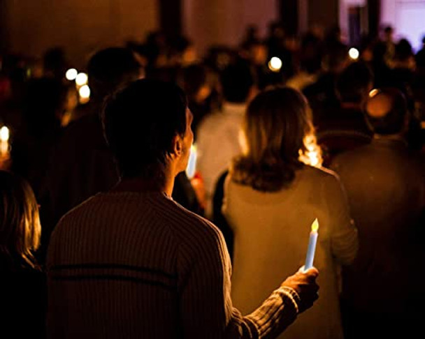 Xunhuimemory Set Of 24 Flamelesss Led Taper Candles With Warm Yellow Flickering Flame Light Battery Operated Floating Candles Handheld Electric Candlesticks For Fireplace Church Party Christmas