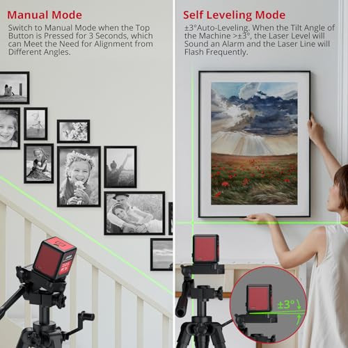 Xuntop 100Ft Laser Level Self Leveling (±3°) With ±1.5Mm/5M Accuracy Green Cross Laser Level With Magnetic Bracket And Pouch For Picture Hanging Wall Floor Tile Construction (Class 2 Laser)