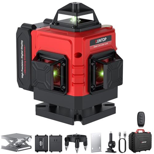 Xuntop 16 Line 4 X 360° Laser Level (Class 2 Laser 1Mw Power Output) 30M/98Ft Self-Leveling & Remote Control Green Cross Line Laser Level Tool For Constructionindoorrenovationdiy