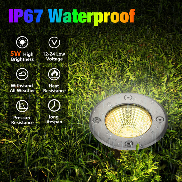 Yahenda Yahenda 8 Sets Low Voltage Landscape Lights 5W Led Warm White Outdoor Waterproof Deck Lights With Connectors 12V-24V In-Ground Pathway Lighting For Garden Yard Driveway Patio Walkway