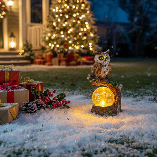 Yhsolar Solar Garden Outdoor Statues Owl Garden Statue With Solar Glass Ball Light Lantern Outdoor Decor For Lawnyard Unique Housewarming  For Women Mother Mom