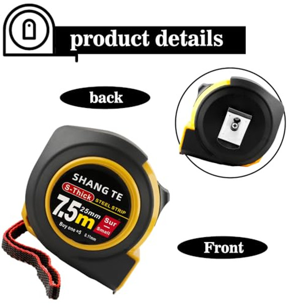 Yicelerate Tape Measure 25 Ft Measuring Tape 25-Foot Steel Retractable Metric Tape Measure Body Measuring Tape For Body Measurements Manual-Locking For Construction Carpenter Designer
