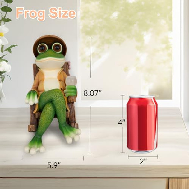 Yikaroeli Solar Garden Statue Outdoor Decor Frog Figurine Art With Solar Lantern Loving Frog For Patio Balcony Yard Lawn Unique  For Woman Mom Grandma And Frog Lover