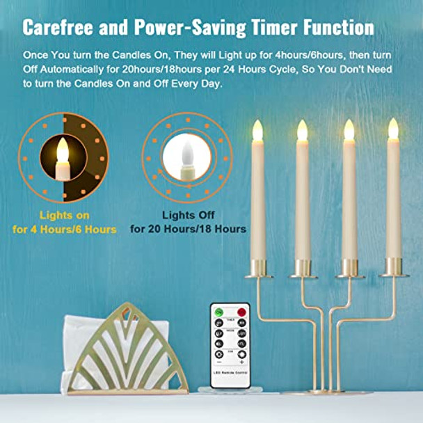 Ymenow Ymenow Flameless Taper Candles With Remote Timer 6Pcs 7.9" Battery Operated Led Fake Electric Tapered Candles Flickering Ivory Floating Candlesticks For Halloween Party Table Christmas Decorations
