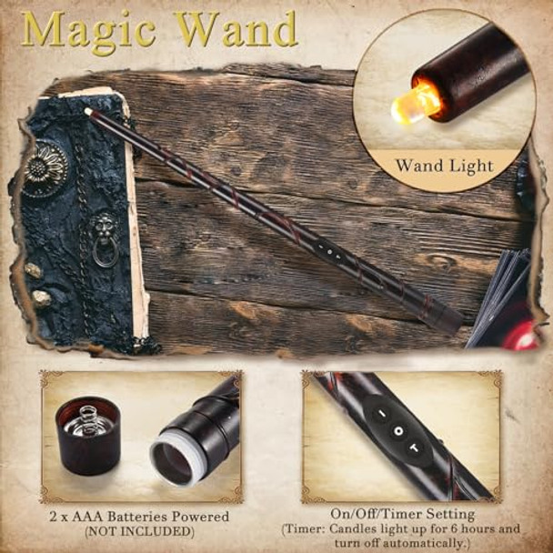 Ymxhk Halloween Decorations - Floating Candles With Wand 12 Pcs Flameless Candles With Warm Light Flickering Witch Wizard Christmas Decor For Indoor Home Room Classroom Bedroom Birthday Party