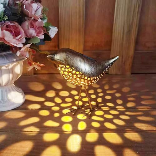 Yosion Solar Garden Bird Lights 2-Pack Metal Decorative Figurines Outdoor Path Lighting For Yard And Patio