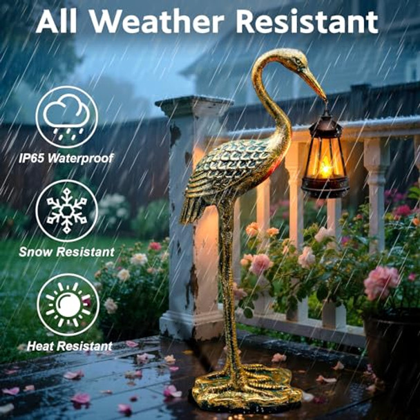 Yulloyello Solar Garden Statue Crane Figurine Outdoor Hanging Solar Lanterns 17.7 Inch Blue Heron Sculpture Statue For Patio Yard Porch Garden Decor For Outside S For Christmas Mom Women Mother'S Day