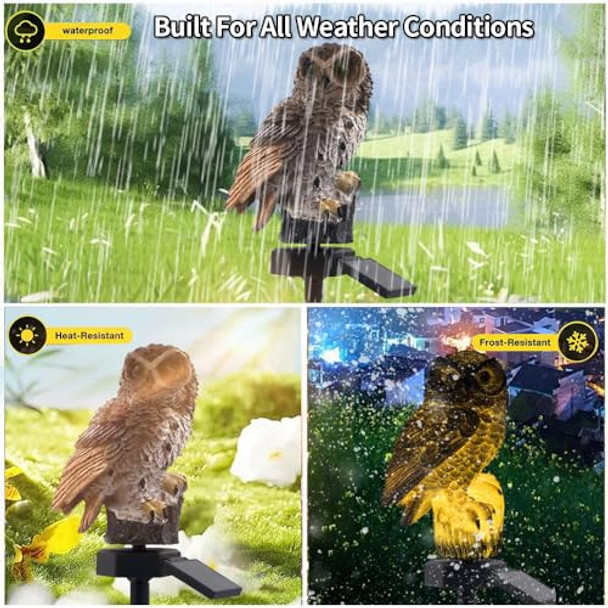 Yzyoe Led Solar Grey Owl Light Outdoor Cute Animal Courtyard Warm Light Decorative Light Infinite Dusk To Dawn Garden Light Waterproof.