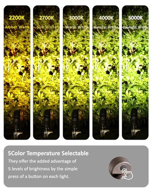 Zestpatio Led Landscape Spotlights 7W 5Cct Wired Uplighting Outdoor With Adjustable Beam Angle 12V Low Voltage Spot Lights Outdoor With Connectors For House Yard Tree Etl Bronze Pack Of 6