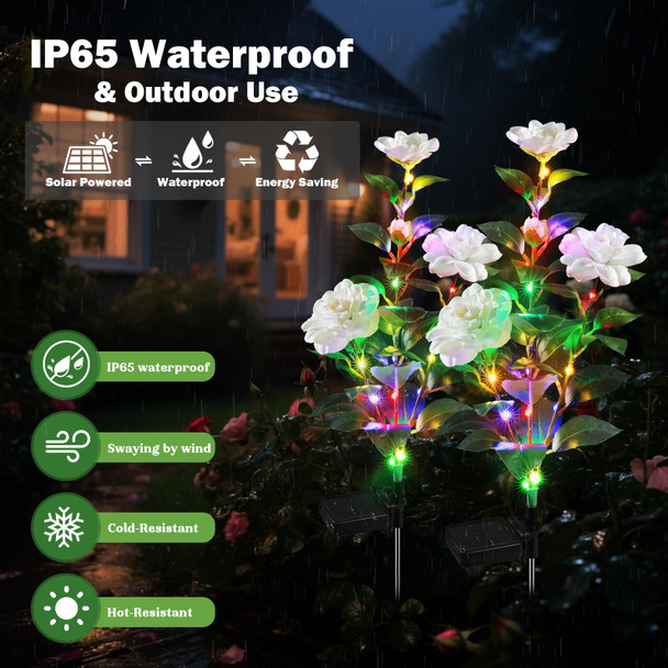 Zomchain Solar Garden Lights Solar Flower Lights With 4 Colors And 2 Lighting Modes Suitable For Yard Garden Lawn And Path Decoration(Yellow 2 Pack)