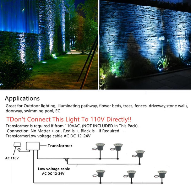 Zsgoes 6 Pack 3W Blue Led Well In Ground Landscape Lights Ip67 Waterproof For Outdoor Lighting Garden Yard Patio Driveway Deck Step Pathway Low Voltage 12V 24V Dc Ac
