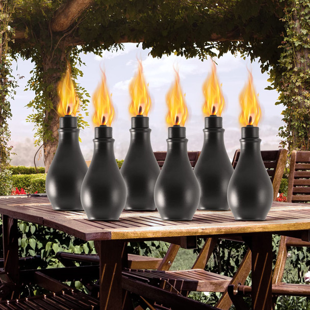 Zspeng 6 Pack Metal Torches For Outside D Metal Torches With 3-Prong Grounded Stake Extra-Large 59-Inch Citronella Torches For Party Patio Pathway