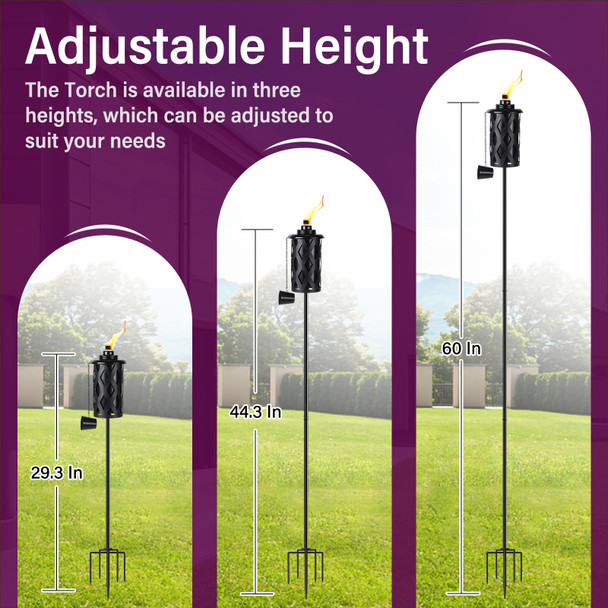 Zspeng D 60 Inch Citronella Torches For Outside Set Of 6 16 Oz Outdoor Garden Torches With 5-Prong Grounded Stake Metal Torch For Garden Décor Outside Torches For Backyard Garden Patio