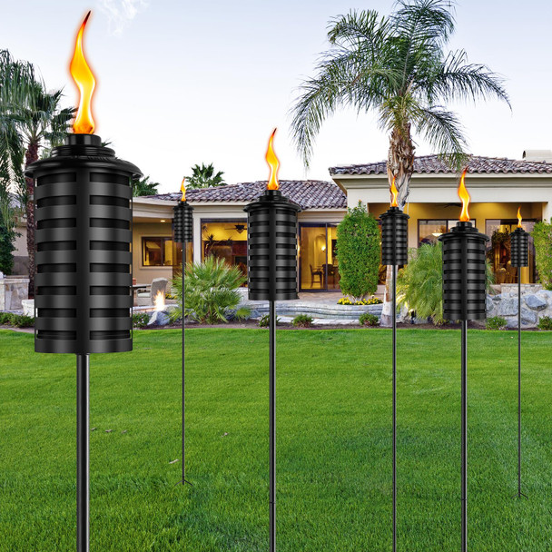 Zszmfh 4 Pcs Metal Torch For Outside 16Oz Outdoor Metal Torch Garden Décor59-Inch D Citronella Torches With 3-Prong Grounded Stake Table Top Torches For Party Patio Pathway