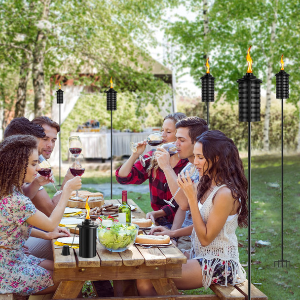 Zszmfh D Citronella Torches For Outside Set Of 4 16 Oz Outdoor Garden Torches With 5-Prong Grounded Stake 60 Inch Metal Torch For Garden Décor Backyard Patio Pathway Party