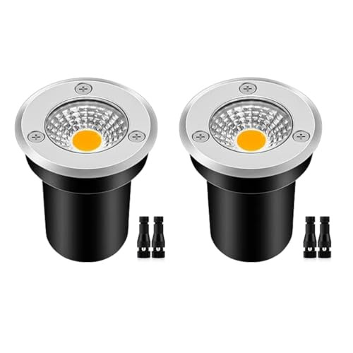 Zuckeo Low Voltage Landscape Lights 3W Led Well Lights 12V-24V Landscape Lighting Outdoor In-Ground Light Ip67 Waterproof Paver Light For Pathway Deck Step Garden Warm White (2 Pack)