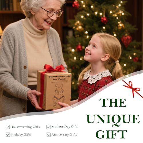 Zuzuzen Solar Garden Decor Adorable Rabbit Statue With Solar-Powered Glasses Outdoor Bunny Figurine Lights For Patio Yard & Balcony For Kids Mom & Grandma