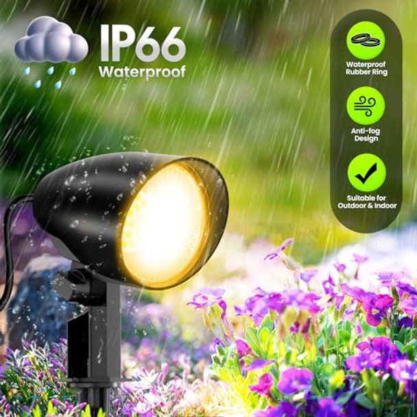 Zzxx 20W Outdoor Spotlight Led Landscape Lighting 120V Pathway Lights Ip66 Waterproof Aluminum Yard Spot Lights 1880Lm 2700K Warm White Landscape Spotlights With Us 3-Plug In (2 Pack)