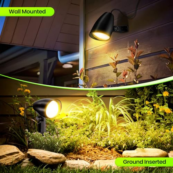 Zzxx 20W Outdoor Spotlight Led Landscape Lighting 120V Pathway Lights Ip66 Waterproof Aluminum Yard Spot Lights 1880Lm 2700K Warm White Landscape Spotlights With Us 3-Plug In (2 Pack)