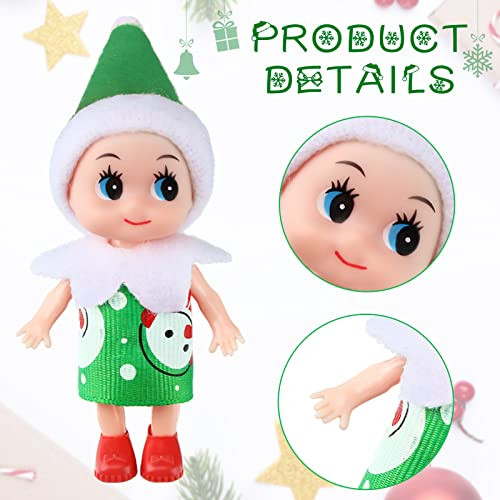 Aoriher 18 Pieces Tiny Doll Twins Set 6 Christmas Dolls 6 Milk Bottles and 6 Doll Pacifiers Mini Dolls Colorful Plush Cute Dolls for Christmas Year Holiday Decoration(Cute Style)