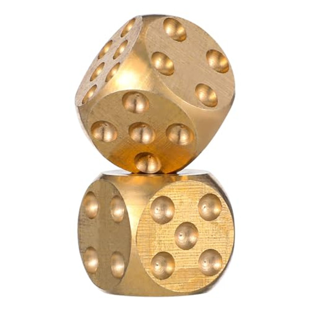 ARTIBETTER RPG Dice 2 Pcs Metal Dices Brass Poker Party Game Toy for Tables Board Game Poker Party Role Playing s Golden Role Playing