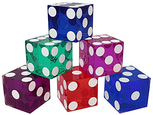 Artist Genuine Las Vegas Lake Tahoe Reno Nevada Casino Dice Lot of 6 - Assortment Blue Green Purple Red Colors Polished Finish ... Perfect for Liars Dice Farkle Yahtzee Staking Bunco 5- or 6-Dice Games