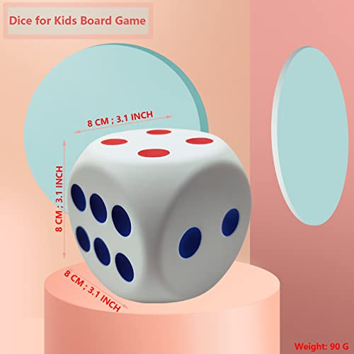ASMFUOY funnysquee Large Dice Stress Ball 3.1 Inches Foam Dice Squishies Toys for Kids Board Game to Get Your Lucky Numbers