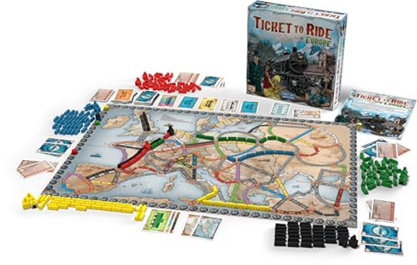 Asmodee Ticket to Ride Europe Board Game - Embark on a Railway Adventure Across The Continent Fun Family Strategy Game for Kids & Adults Ages 8+ 2-5 Players 30-60 Min Playtime