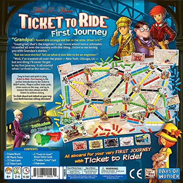 Asmodee Ticket to Ride First Journey Board Game - Fun and Easy for Young Explorers Train Strategy Game Family Game for Kids & Adults Ages 6+ 2-4 Players 15-30 Min Playtime