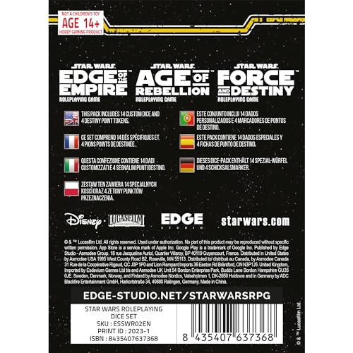Asmodee Star Wars Roleplaying Dice - Enhance Your Gameplay and Advance The Star Wars Narrative Official Accessory for The Star Wars Roleplaying Game Made by EDGE Studio