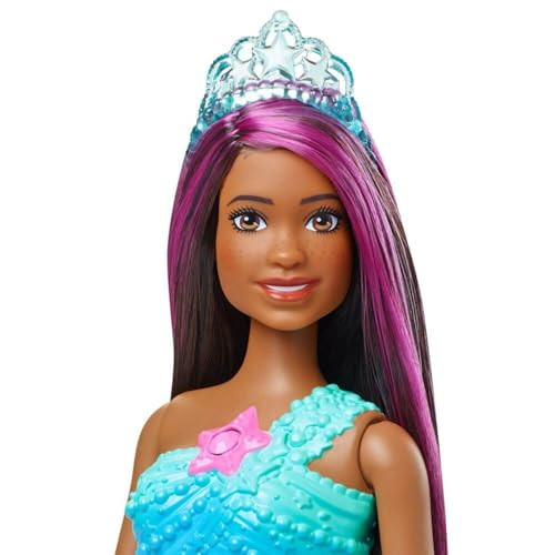 Barbie Dreamtopia Doll Mermaid Toy with Water-Activated Light-Up Tail Purple-Streaked Hair & 4 Colorful Light Shows