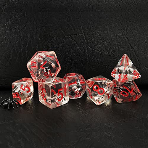 BESCON DICE Novelty Spider Polyhedral Dice Set Black Spider RPG Dice Set of 7