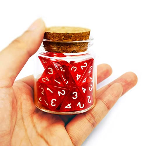BESCON DICE Standard Sized Transparent Red D4 Dice 20pcs Healing Potion Bottle 20pcs D4 Health Potion for Dungeons and Dragons Accessory