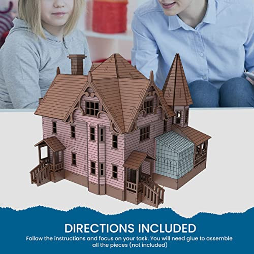 Bird's Wood Shack 3D Wooden Puzzle DIY Miniature Pink Palace Kit - DIY Tiny House Kit - Easy-to-Assemble 1/8” Baltic Birch Wood - Model House Kit for Family School Art & Crafts